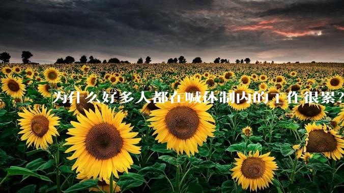 为什么好多人都在喊体制内的工作很累？